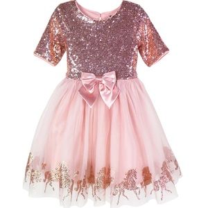 Beautiful Rose Gold Sequin Girl Dress 5